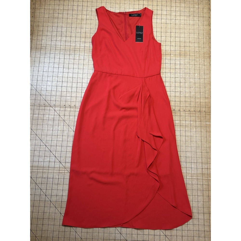 Lauren Ralph Lauren Red Dress Size 0 New With Tags 44" Length